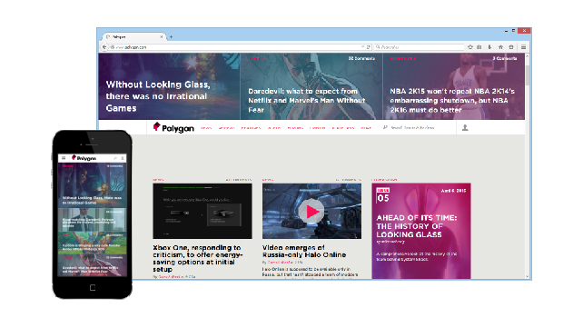 Le site polygon.com est un site de news sur les jeux vidéo complètement responsive