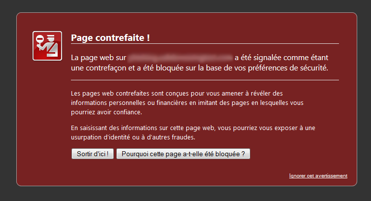 Un message d'avertissement, avant de visiter un méchant site!