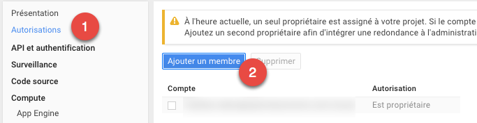 Ajout d'utilisateurs sur le projet