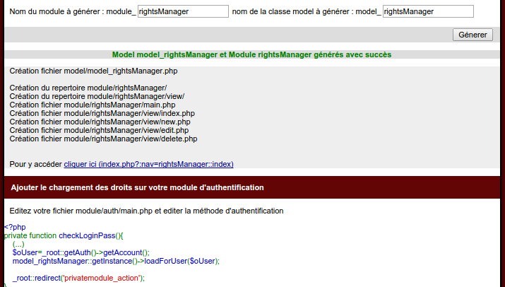 Builder, génération de gestion de droits 3/3