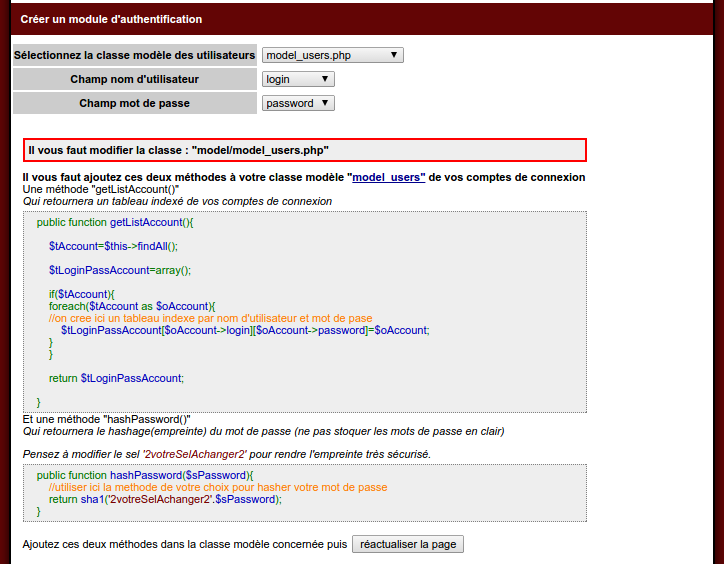 Builder, création d'un module d'authentification 2/2