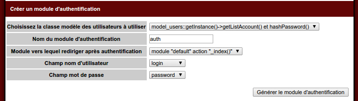 Builder, retour sur création module d'authentification 1/2