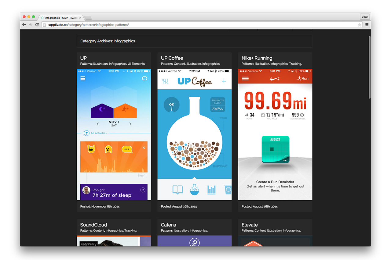 de l'animation d'interface sur le site capptivate