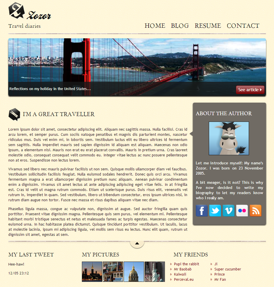 The website built during the practical example