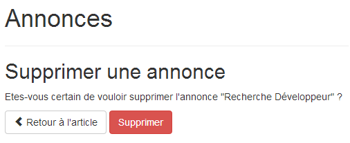 Confirmation de suppression