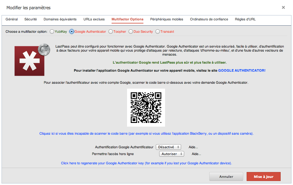 Configuration de Google Authenticator