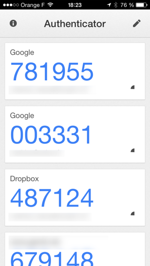 L'application Google Authenticator