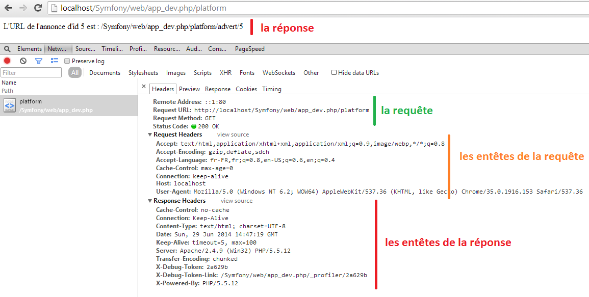 Visualisation d'une requête HTTP et sa réponse sous Chrome