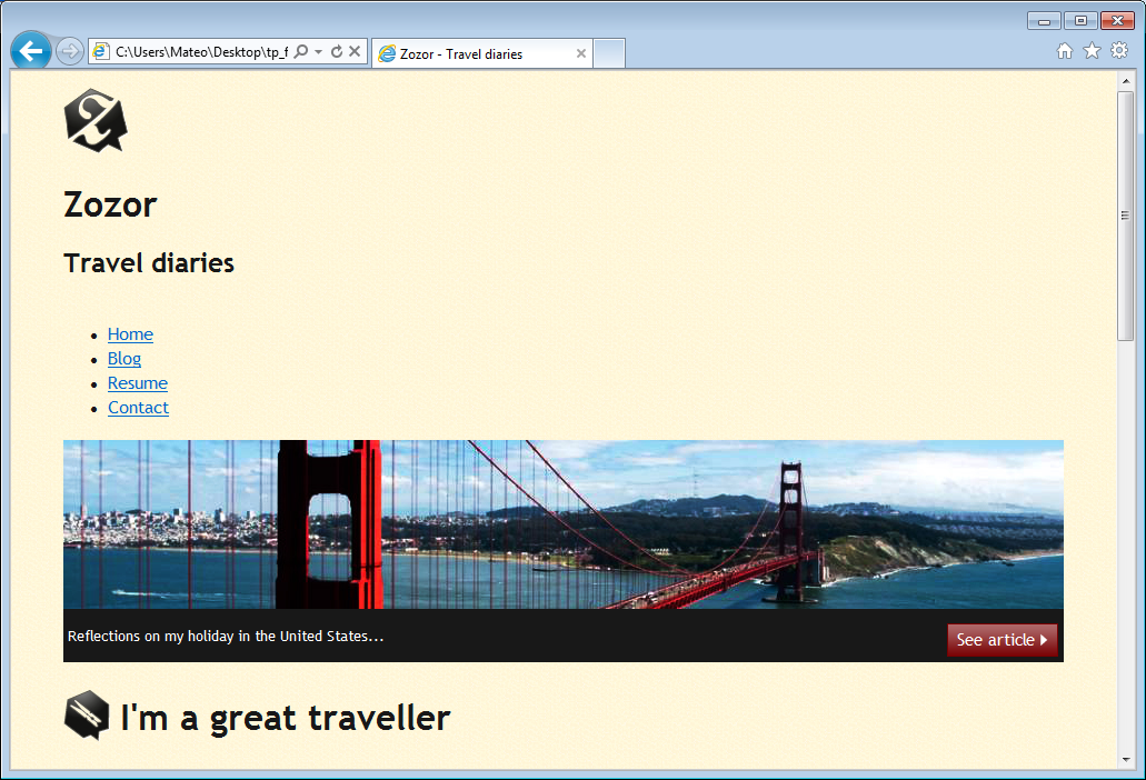 The website in IE7: nothing is displayed properly!