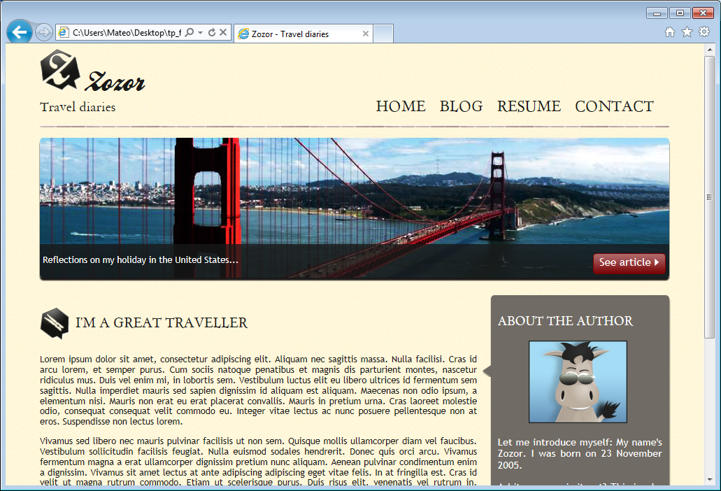 The website in IE9: no problems to report!