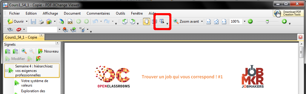 L'outil Sélection de texte avec PDF-XChangeViewer