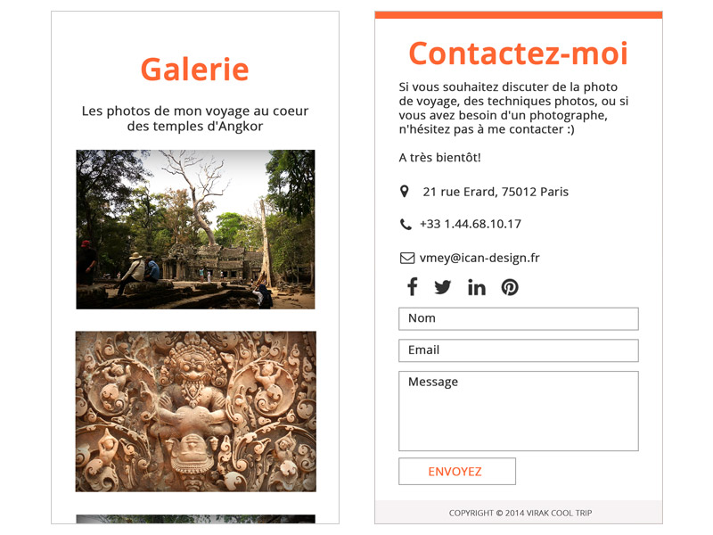 La partie galerie et la partie contact