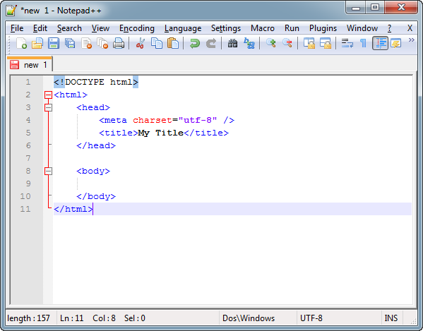 basic notepad html structure