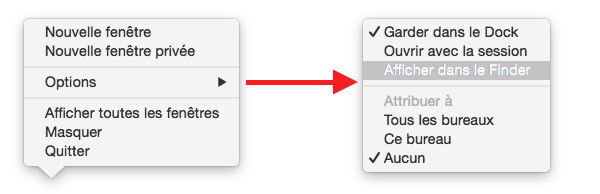 Les options du menu Options