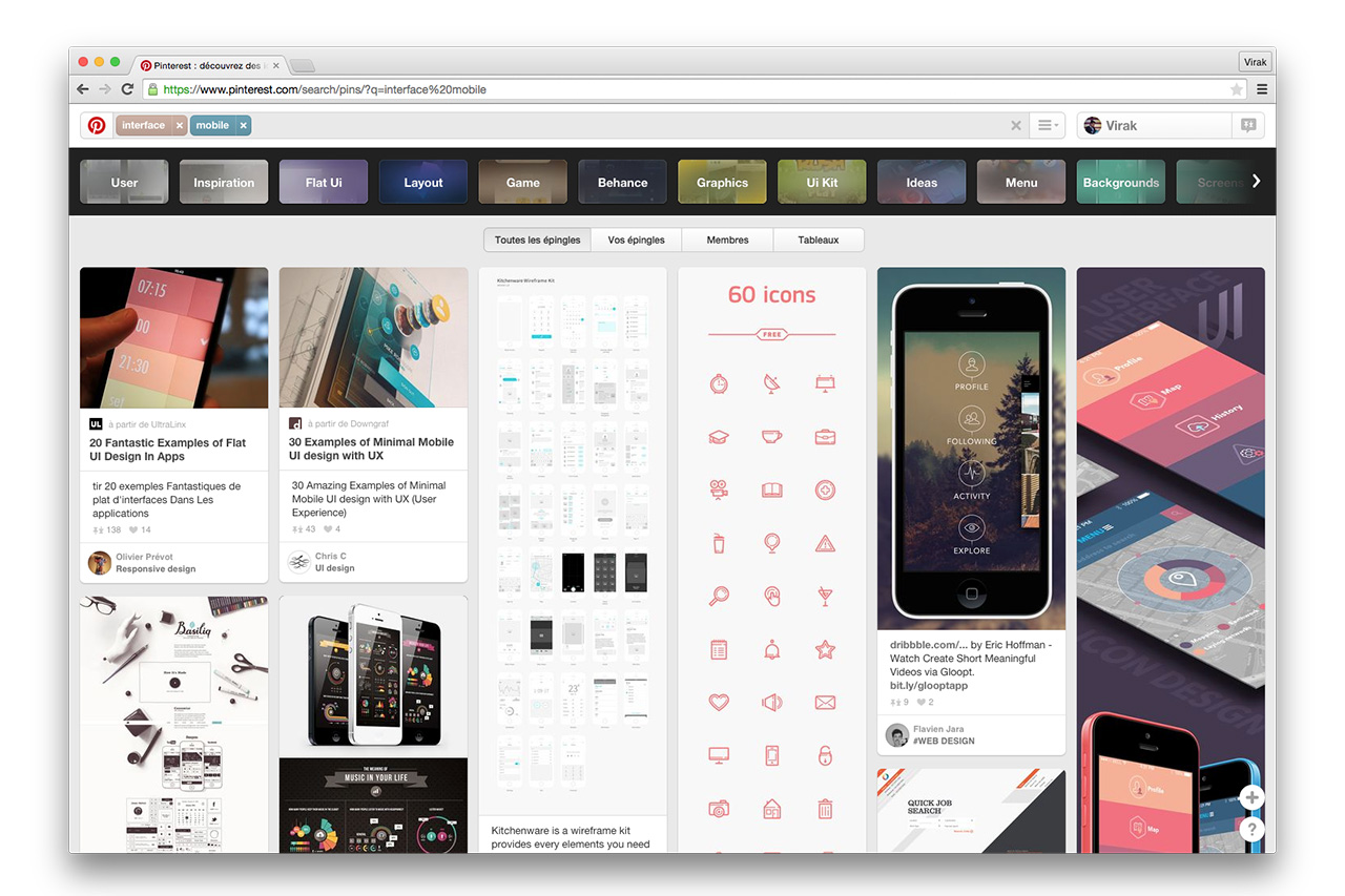 Le célèbre réseau social d'images: Pinterest