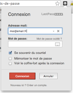 Connexion à Lastpass