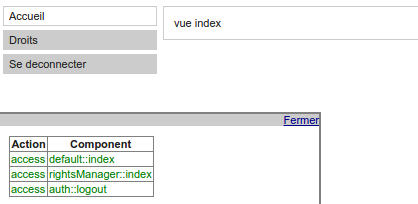 Votre application, affichage avec permissions validées