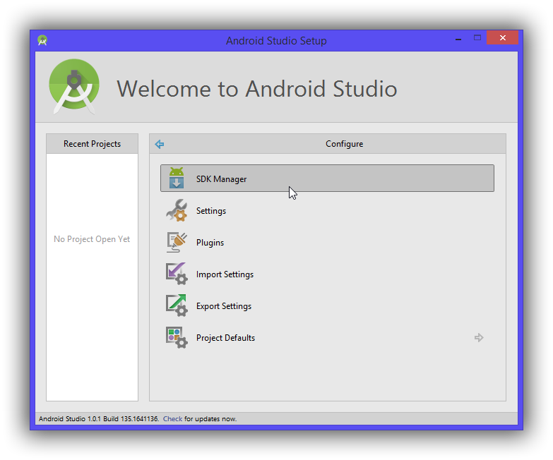 Ouvrez l'Android SDK Manager
